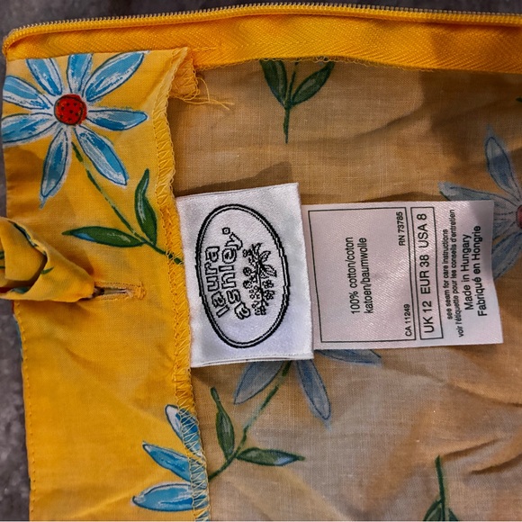 Rare 90’s Laura Ashley Yellow sun dress with adjustable straps! Fitted waist! - Picture 6 of 15